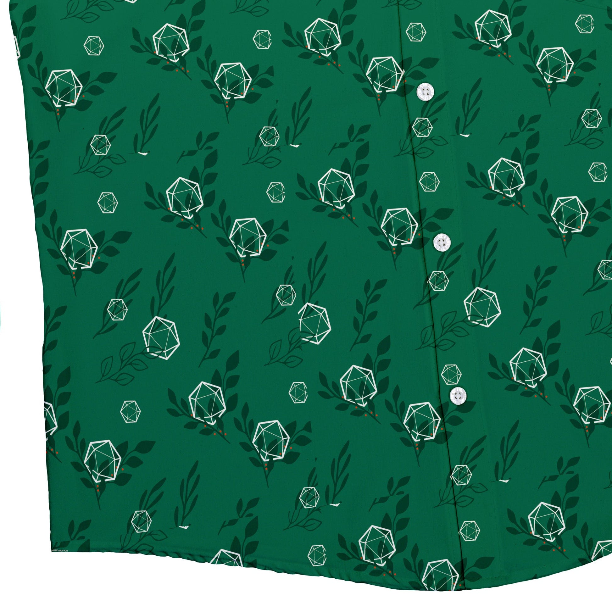 Leafy Green Dice Button Up Shirt - adult sizing - Botany Print - Design by Heather Davenport