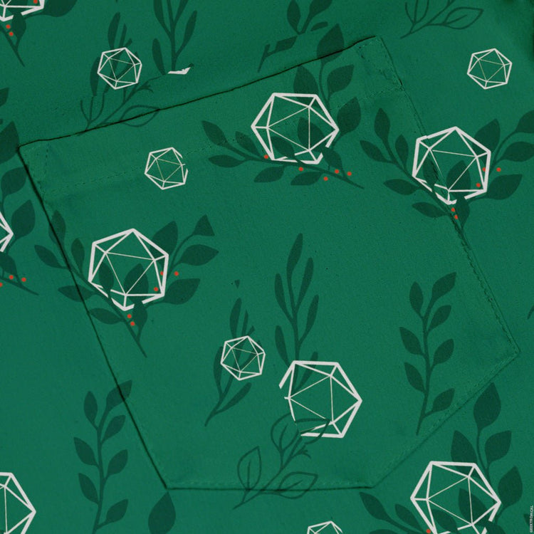 Leafy Green Dice Button Up Shirt - adult sizing - Botany Print - Design by Heather Davenport