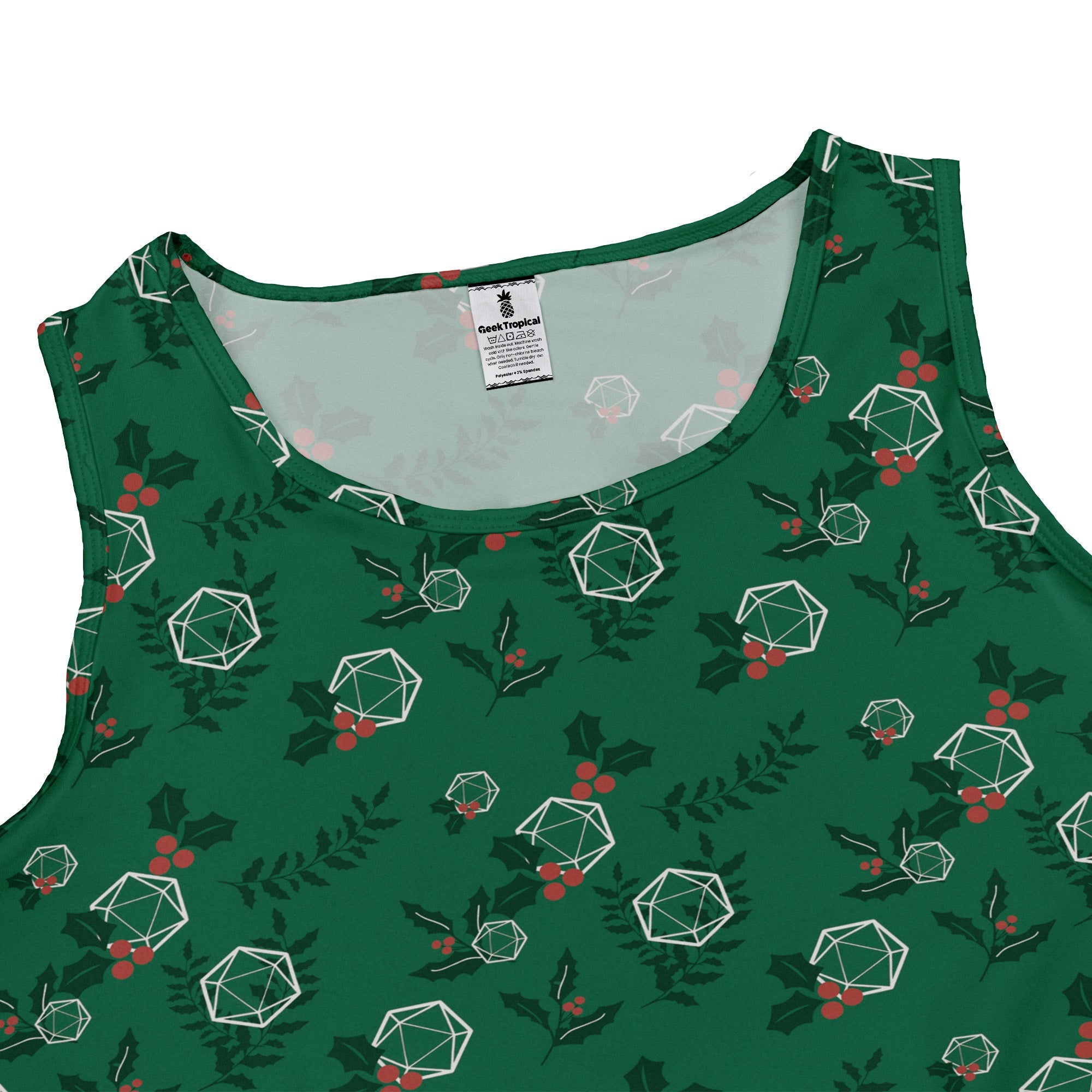 Leafy Mistletoe Dice Dress Geek Nerd Christmas Print Design by Heather Davenport lx - C