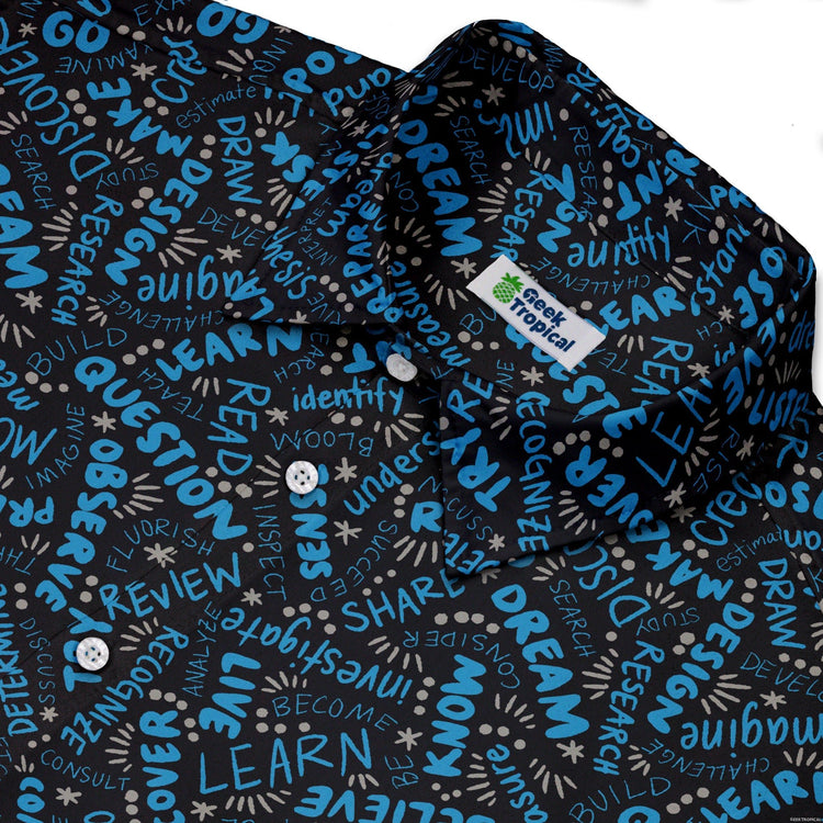 Learner Affirmations Button Up Shirt Geek Nerd adult sizing Design by Zirkus Design q225