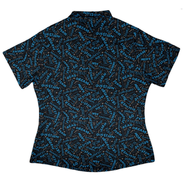 Learner Affirmations Curvy Button Up Shirt Geek Nerd Design by Zirkus Design q225 science print