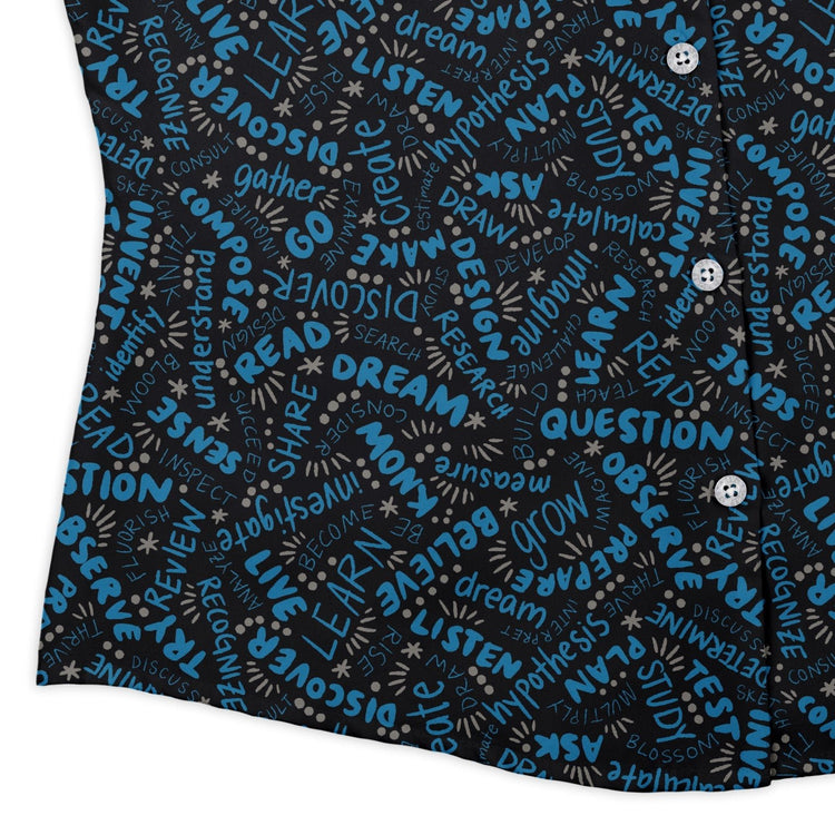 Learner Affirmations Curvy Button Up Shirt Geek Nerd Design by Zirkus Design q225 science print