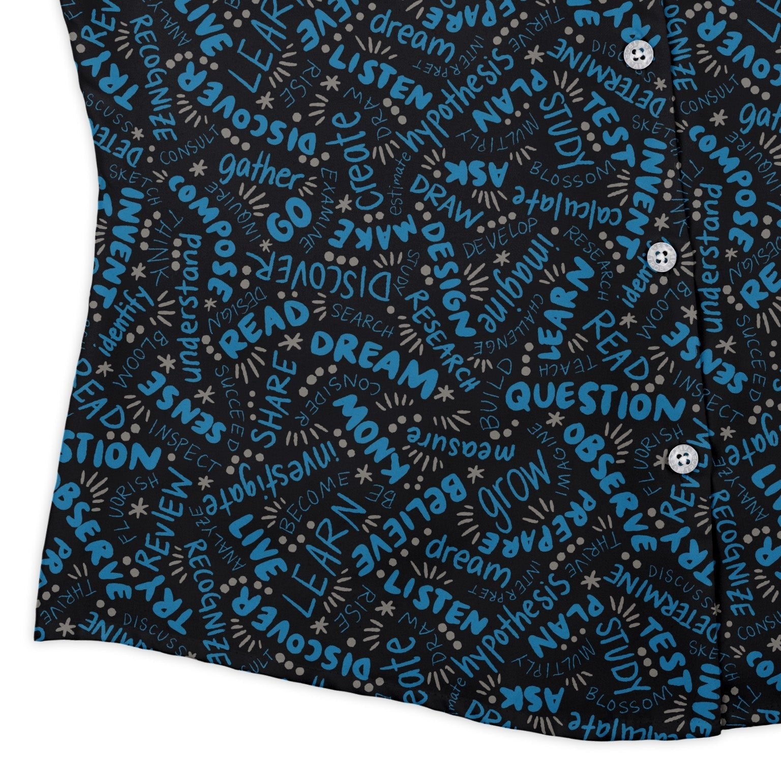 Learner Affirmations Curvy Button Up Shirt Geek Nerd Design by Zirkus Design q225 science print