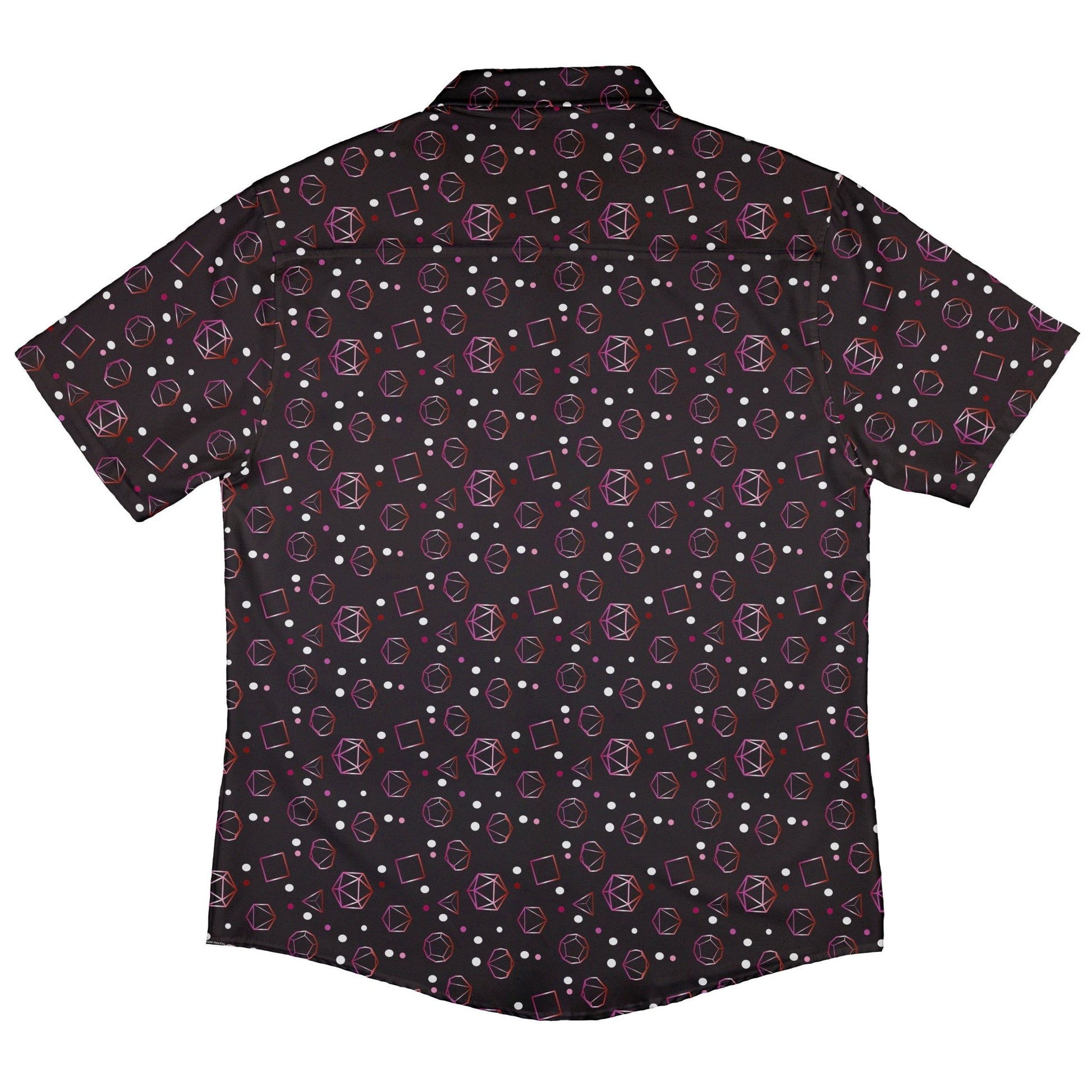 Lesbian Pride Flag DND Dice Button Up Shirt - adult sizing - Design by Heather Davenport - dnd & rpg print