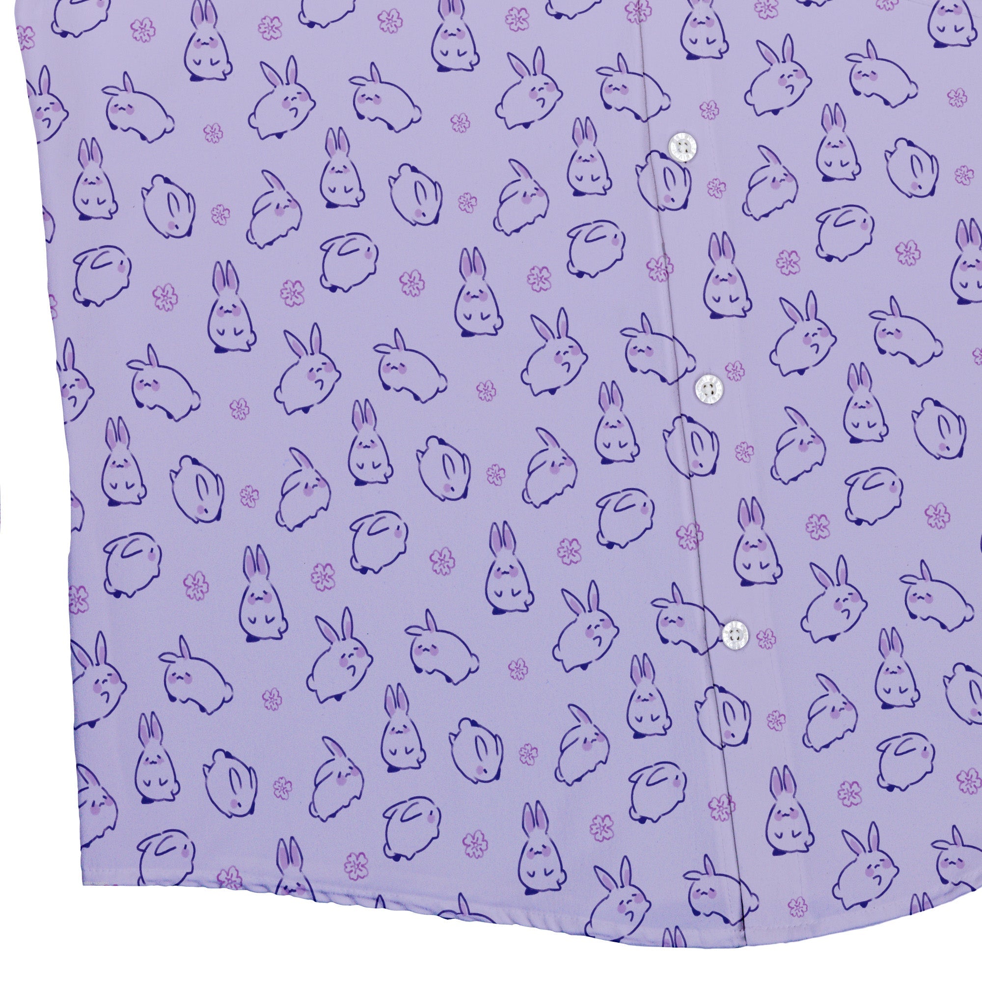 Lilac Anime Bunnies Button Up Shirt - Animal Patterns - Anime - Design by Ardi Tong