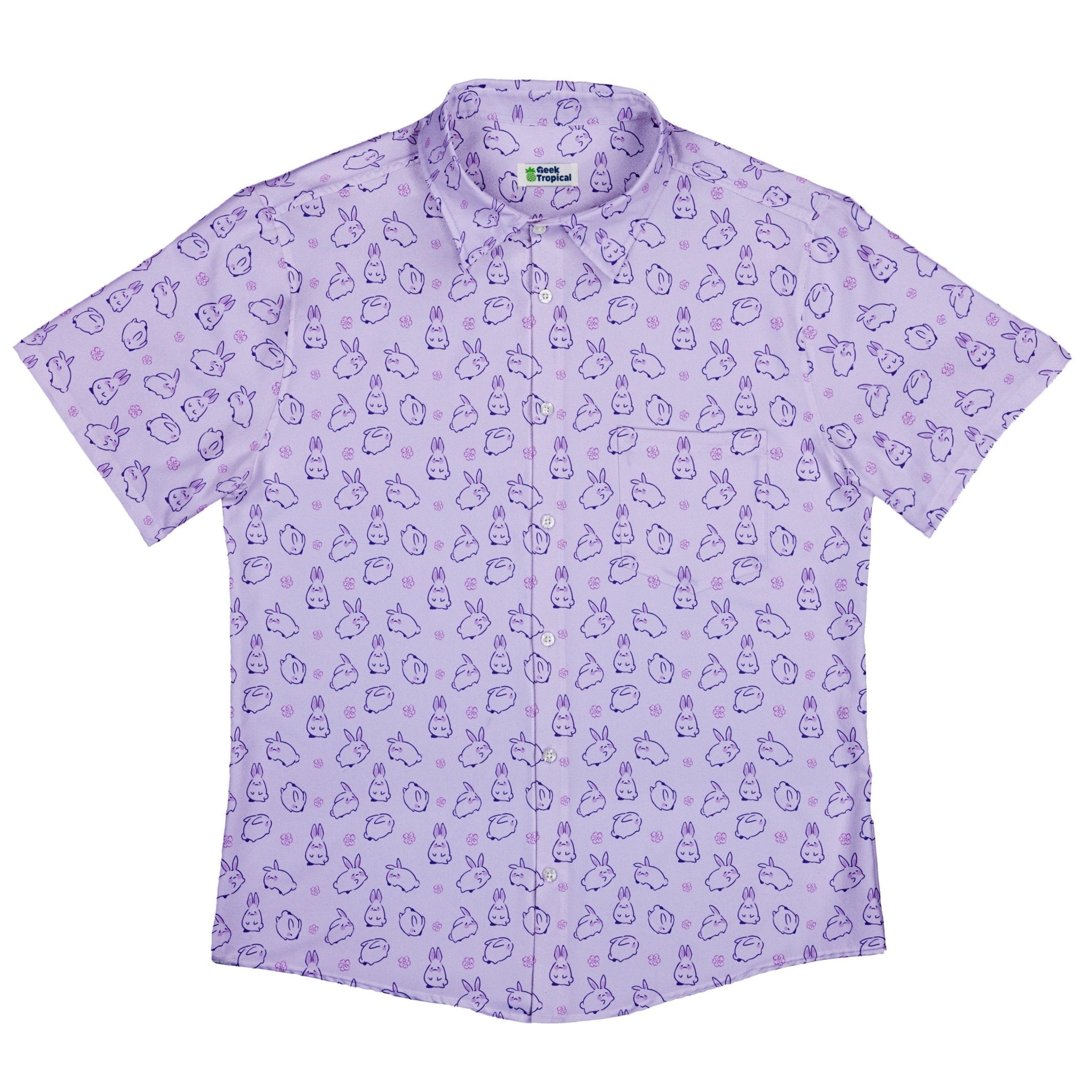 Lilac Anime Bunnies Button Up Shirt - Animal Patterns - Anime - Design by Ardi Tong