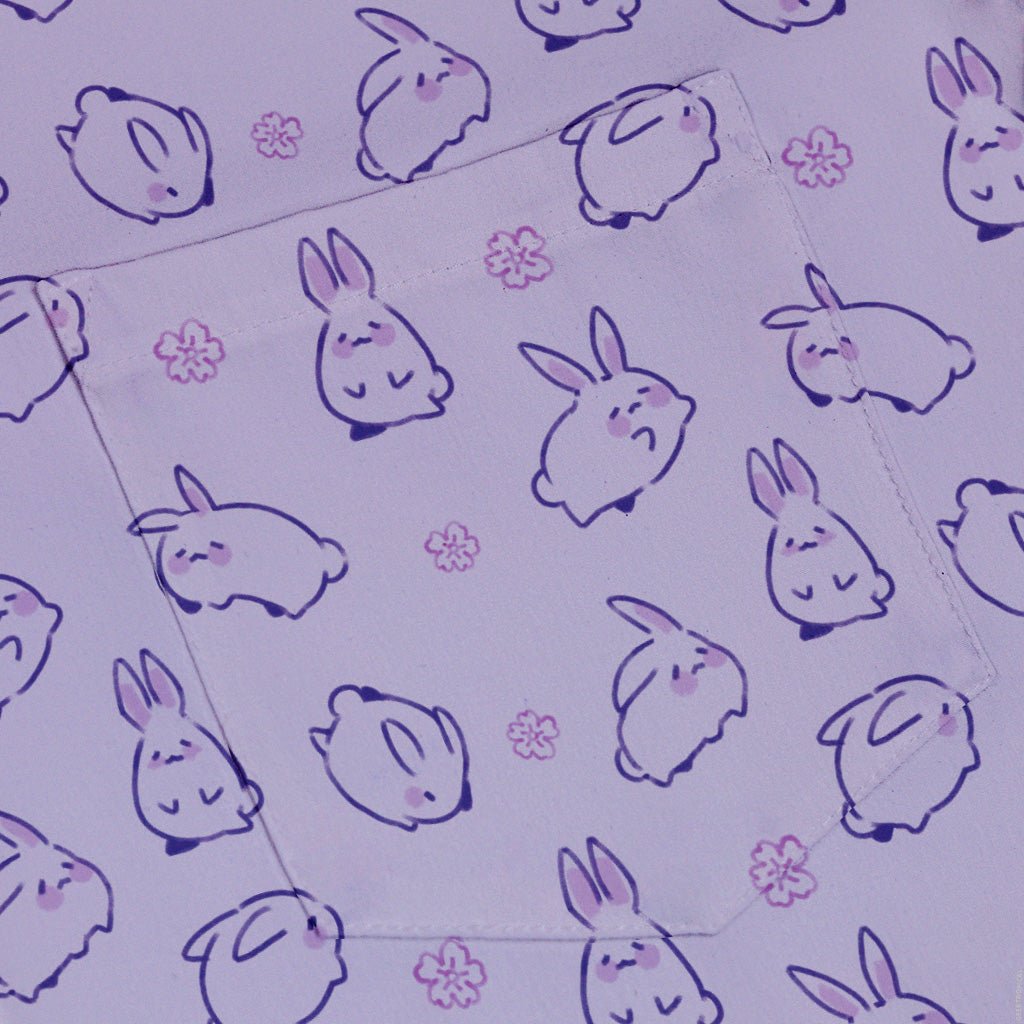 Lilac Anime Bunnies Button Up Shirt - Animal Patterns - Anime - Design by Ardi Tong