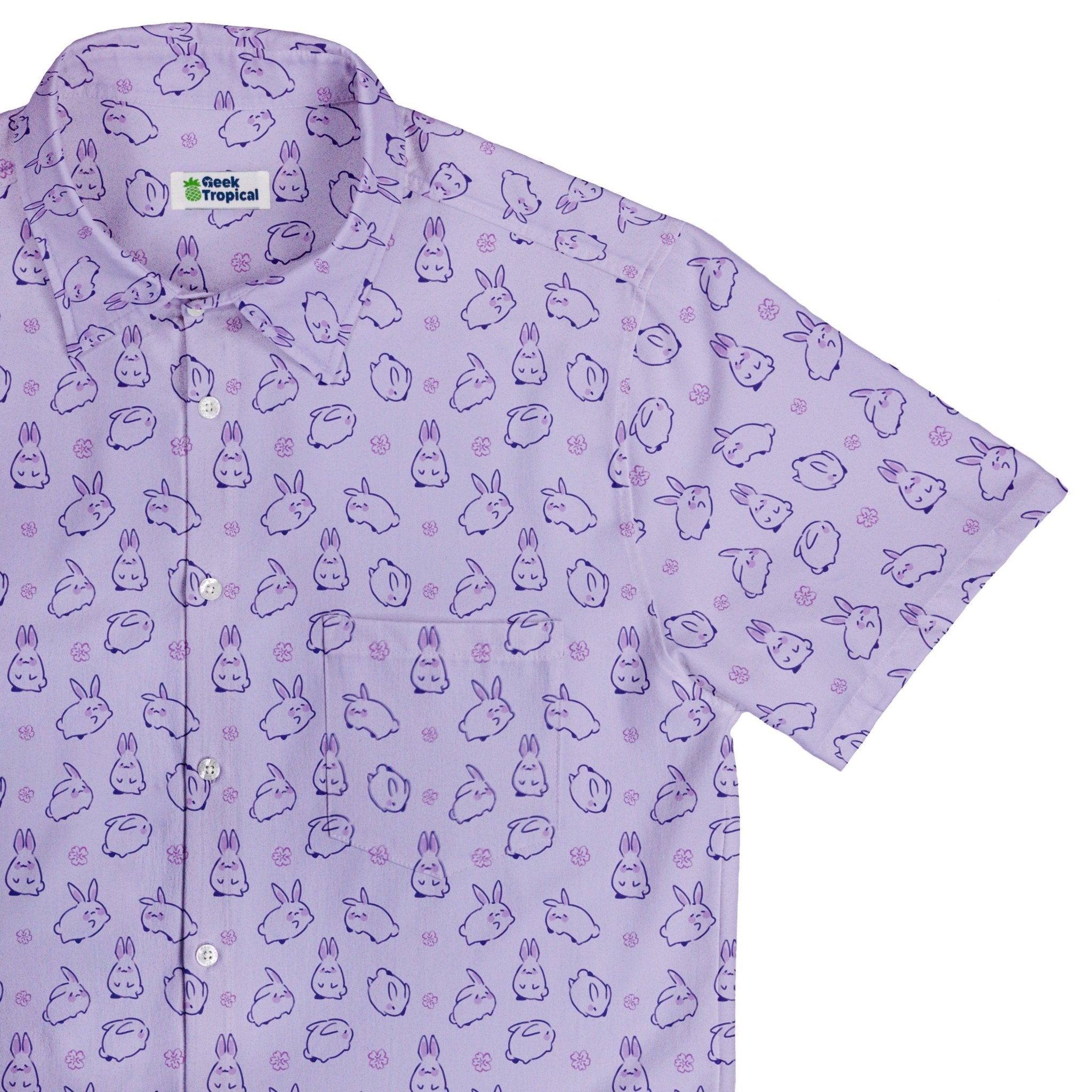 Lilac Anime Bunnies Button Up Shirt - Animal Patterns - Anime - Design by Ardi Tong