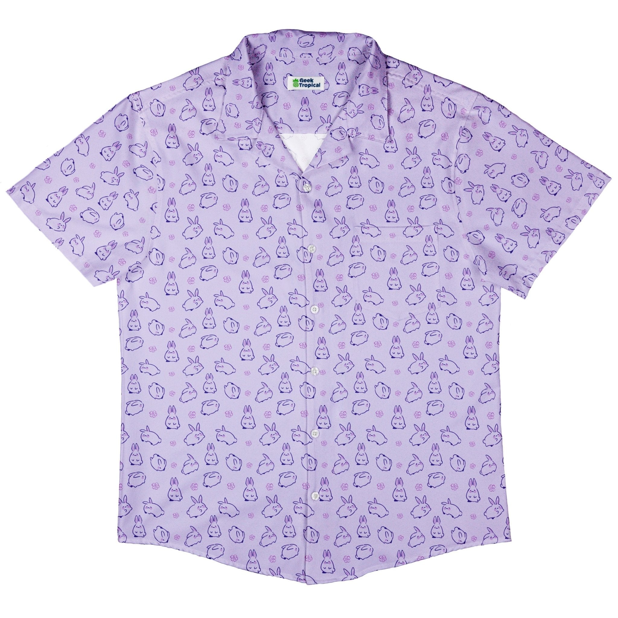 Lilac Anime Bunnies Button Up Shirt Geek Tropical