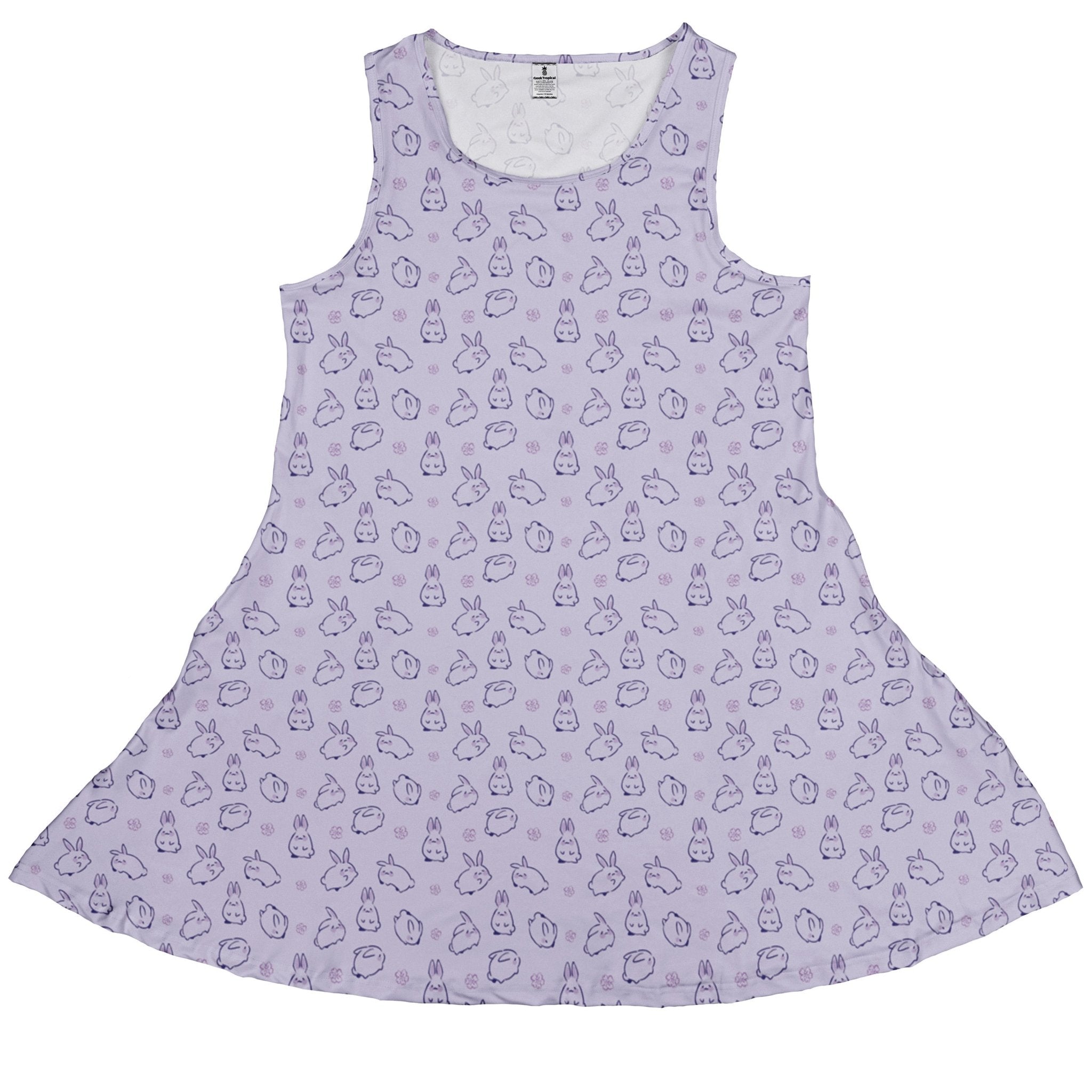 Lilac Anime Bunnies Dress Geek Nerd Animal Patterns Anime Design by Ardi Tong