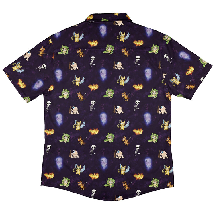 Little Monsters Button Up Shirt Geek Nerd adult sizing Designs by Nathan fantasy prints