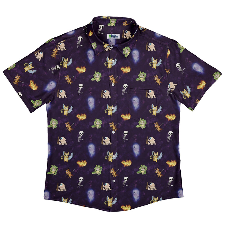 Little Monsters Button Up Shirt Geek Nerd adult sizing Designs by Nathan fantasy prints