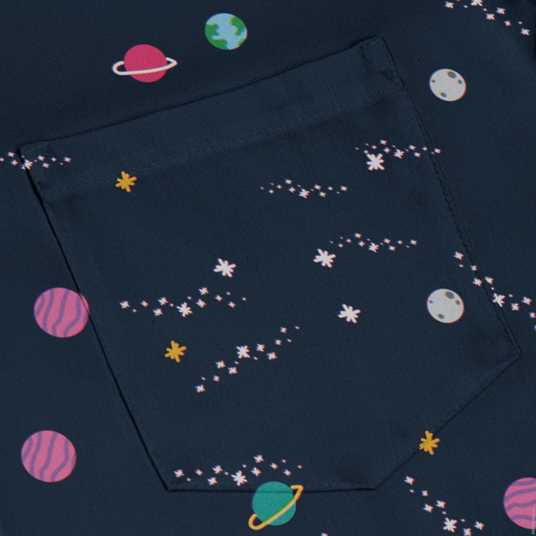 Lost in Space Planets Long Sleeve Button Up Shirt Geek Nerd adult sizing Design by Tobe Fonseca FLOW DESC WRITING