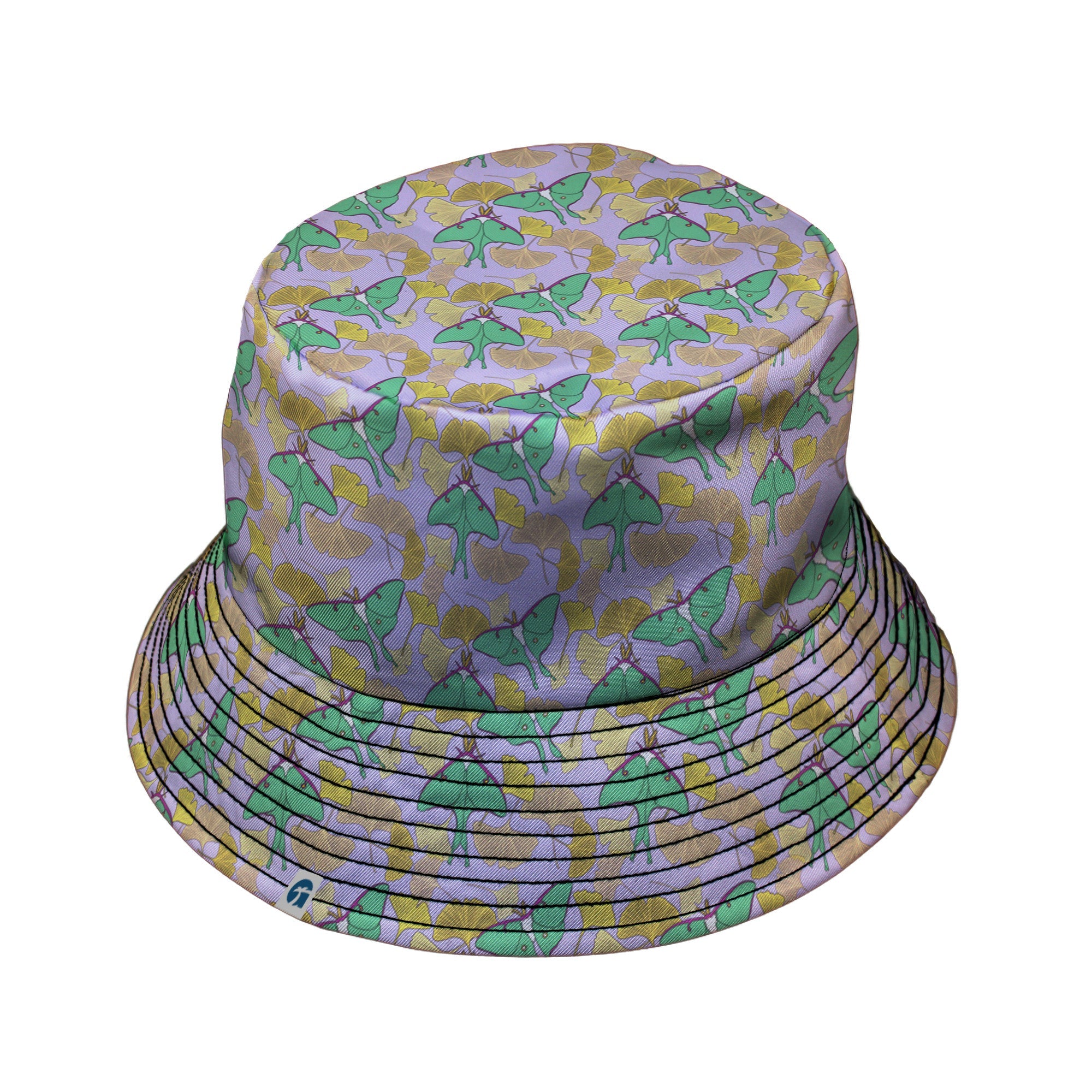 Luna Moth Gathering Bucket Hat Geek Nerd animal patterns botany print Design by Julie Kitzes