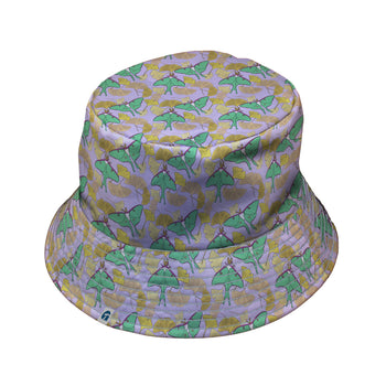 Luna Moth Gathering Bucket Hat Geek Nerd animal patterns botany print Design by Julie Kitzes