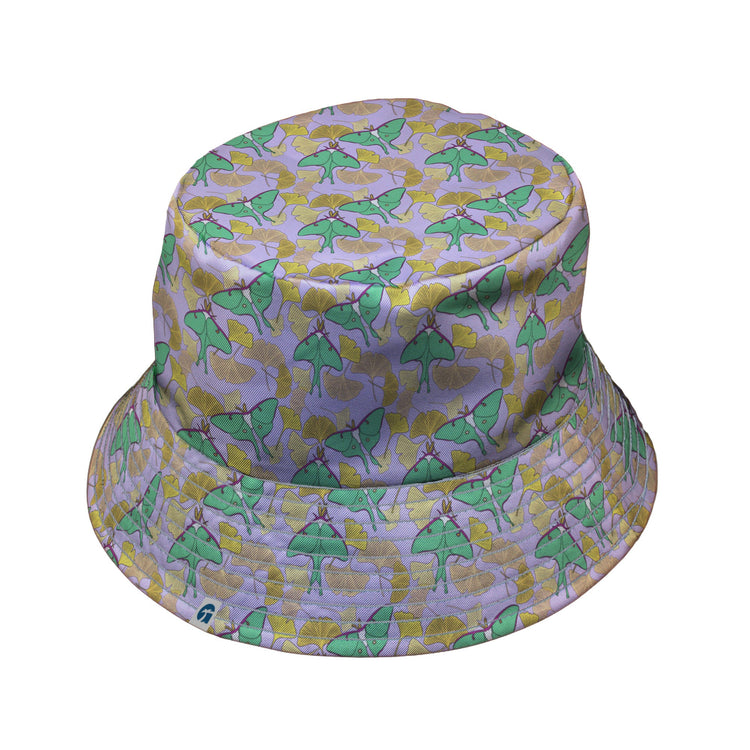 Luna Moth Gathering Bucket Hat Geek Nerd animal patterns botany print Design by Julie Kitzes
