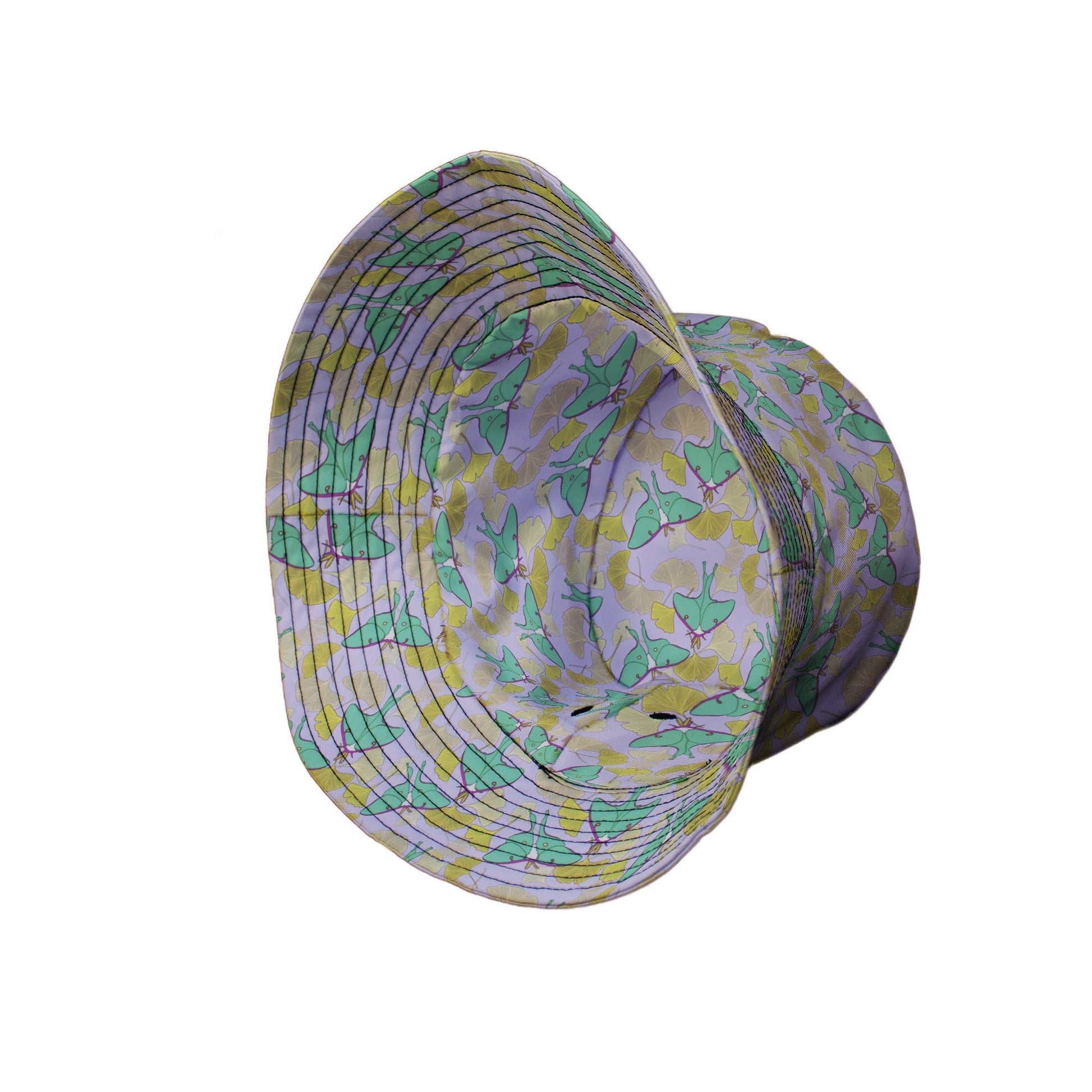 Luna Moth Gathering Bucket Hat Geek Nerd animal patterns botany print Design by Julie Kitzes