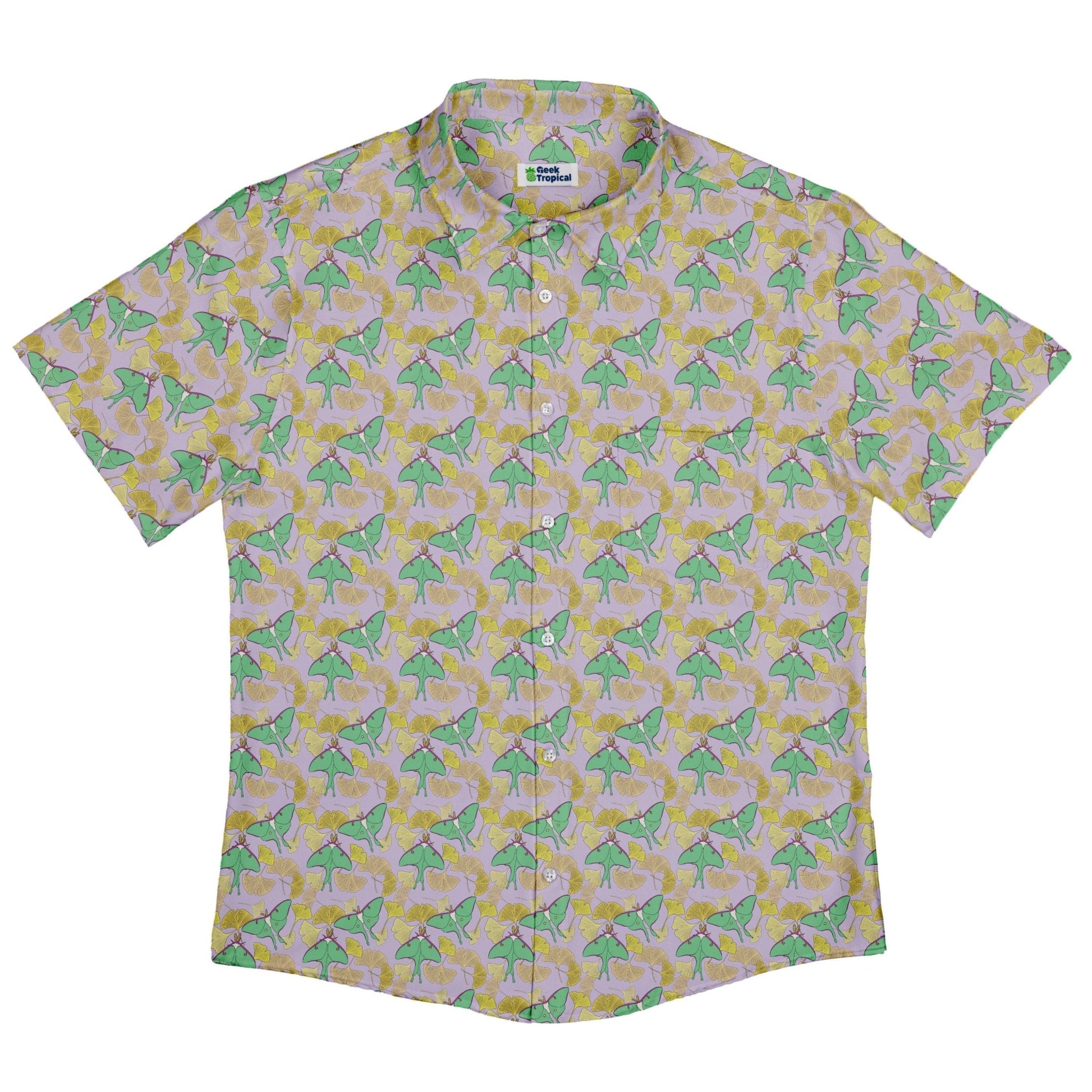 Luna Moth Gathering Button Up Shirt Geek Nerd adult sizing animal patterns botany print