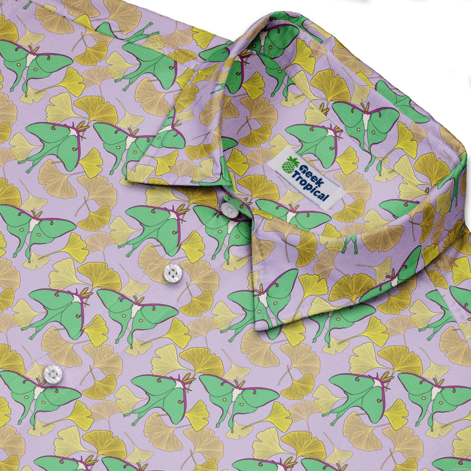Luna Moth Gathering Button Up Shirt Geek Nerd adult sizing animal patterns botany print