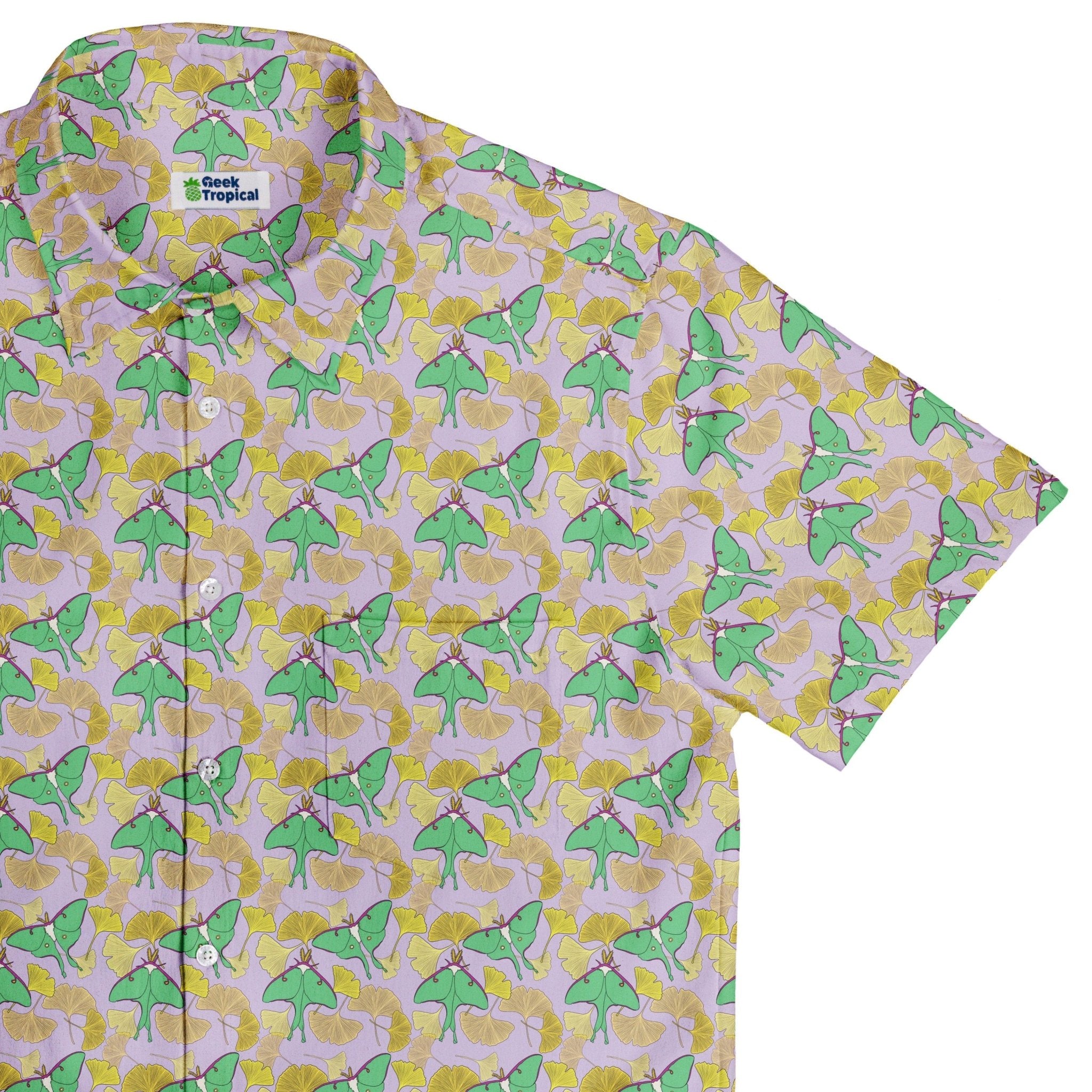 Luna Moth Gathering Button Up Shirt Geek Nerd adult sizing animal patterns botany print