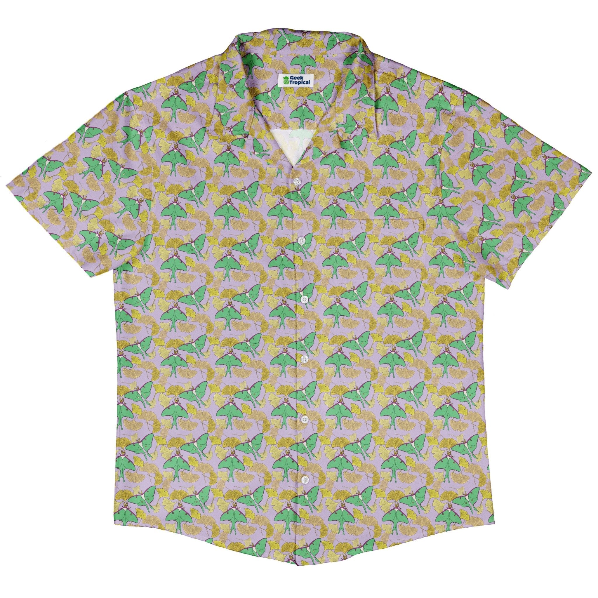Luna Moth Gathering Button Up Shirt Geek Nerd adult sizing animal patterns botany print