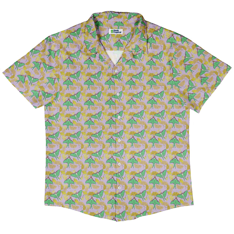 Luna Moth Gathering Button Up Shirt Geek Nerd adult sizing animal patterns botany print