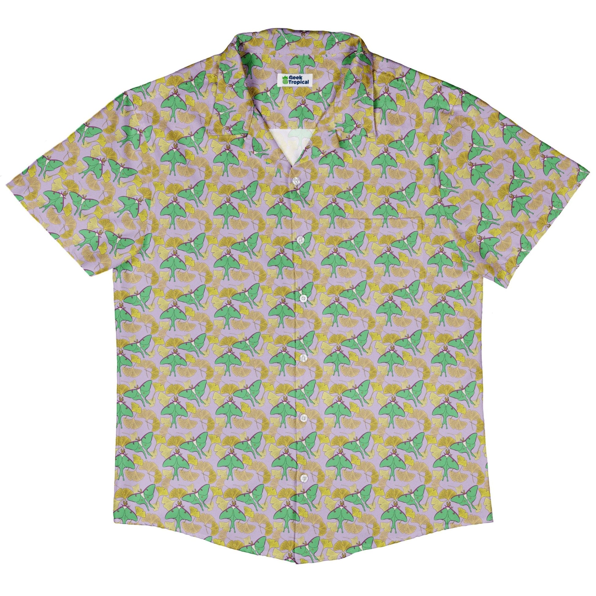 Luna Moth Gathering Button Up Shirt Geek Nerd adult sizing animal patterns botany print