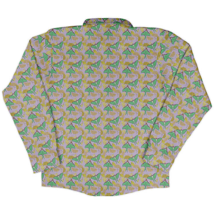 Luna Moth Gathering Long Sleeve Button Up Shirt Geek Nerd adult sizing animal patterns botany print