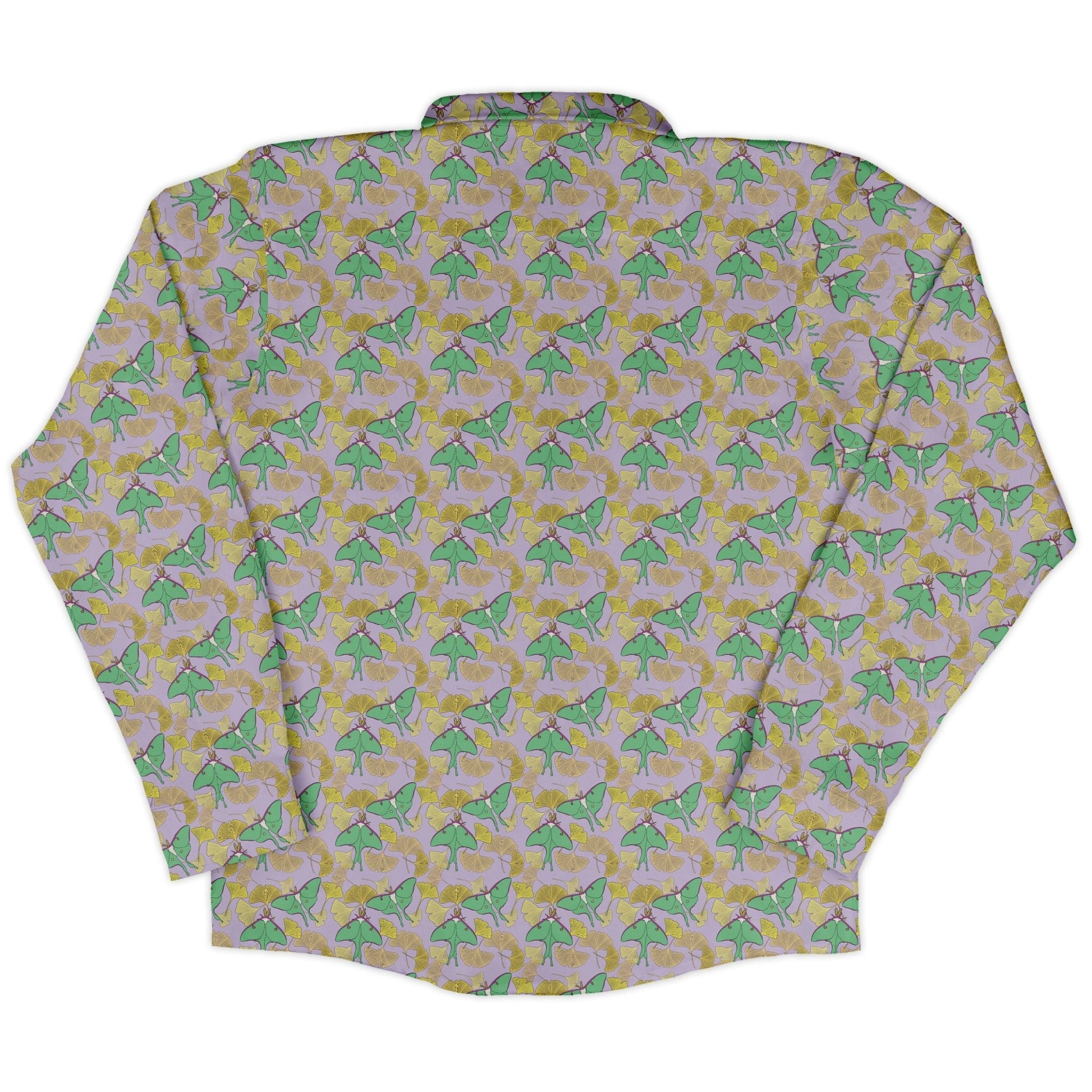 Luna Moth Gathering Long Sleeve Button Up Shirt Geek Nerd adult sizing animal patterns botany print