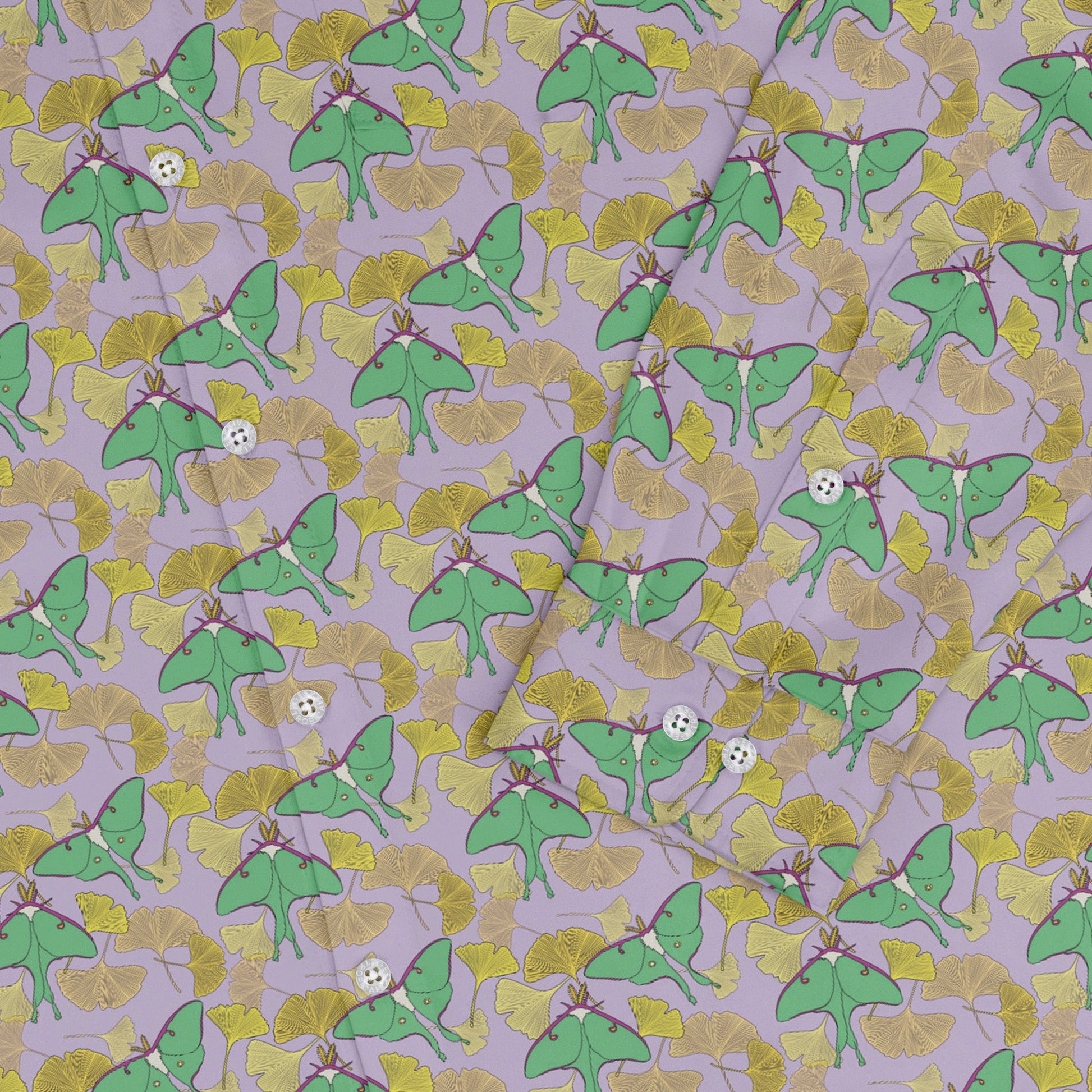 Luna Moth Gathering Long Sleeve Button Up Shirt Geek Nerd adult sizing animal patterns botany print