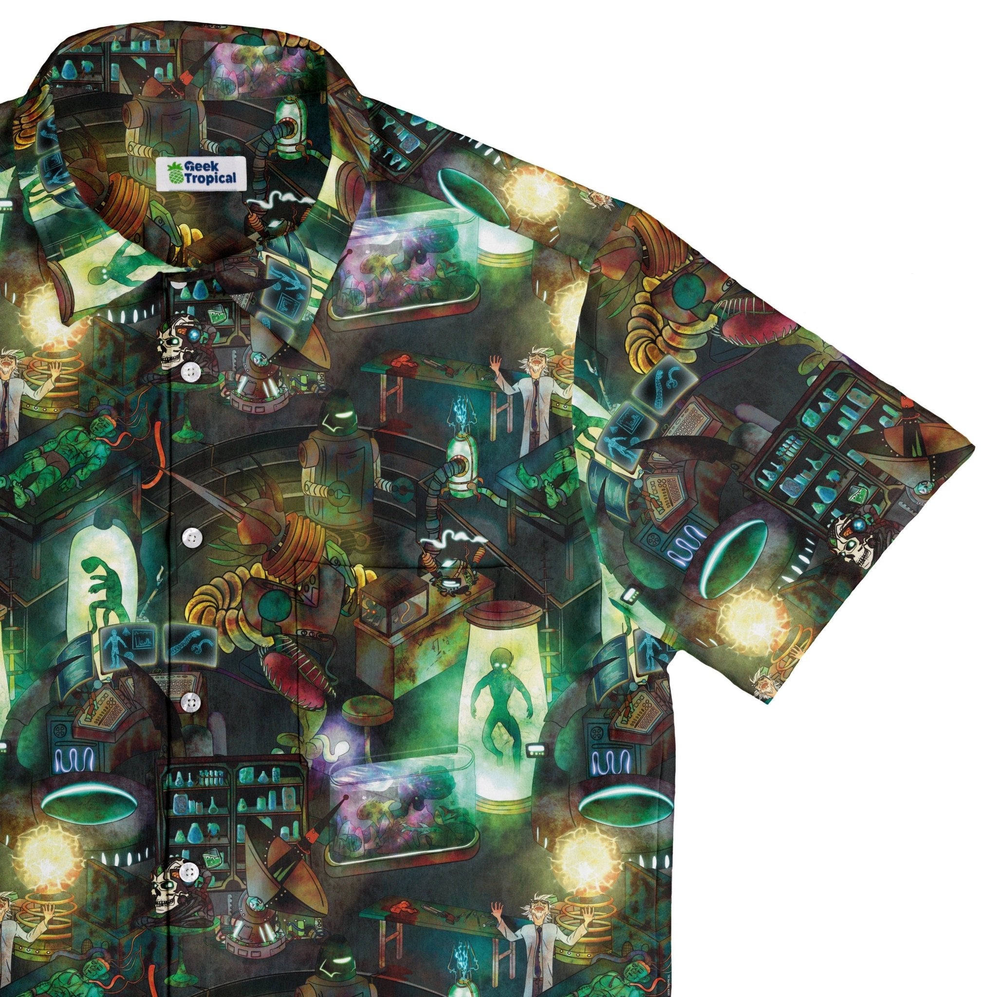 Mad Lab Button Up Shirt Geek Nerd adult sizing halloween q4