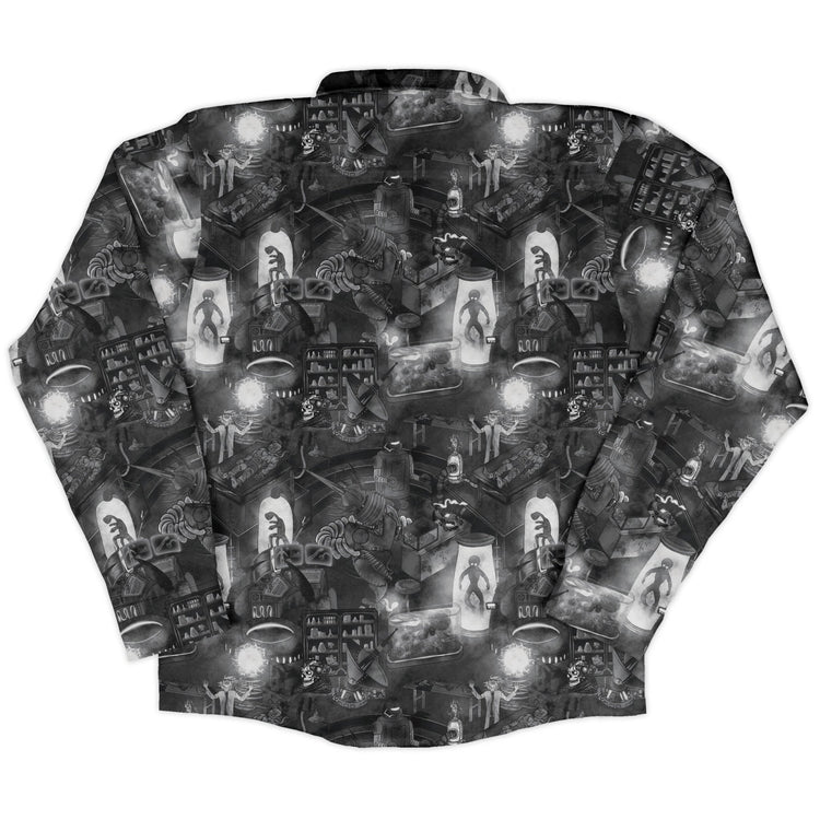 Mad Lab Midnight Long Sleeve Button Up Shirt Geek Nerd adult sizing Designs by Nathan FLOW DESC WRITING