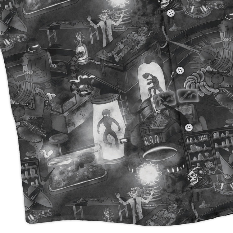 Mad Lab Midnight Long Sleeve Button Up Shirt Geek Nerd adult sizing Designs by Nathan FLOW DESC WRITING