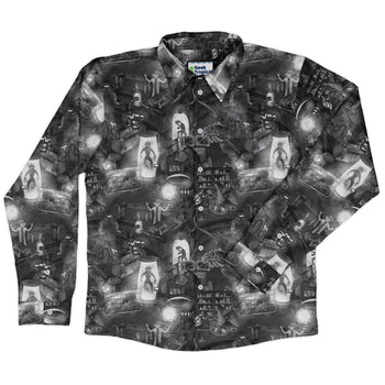 Mad Lab Midnight Long Sleeve Button Up Shirt Geek Nerd adult sizing Designs by Nathan FLOW DESC WRITING