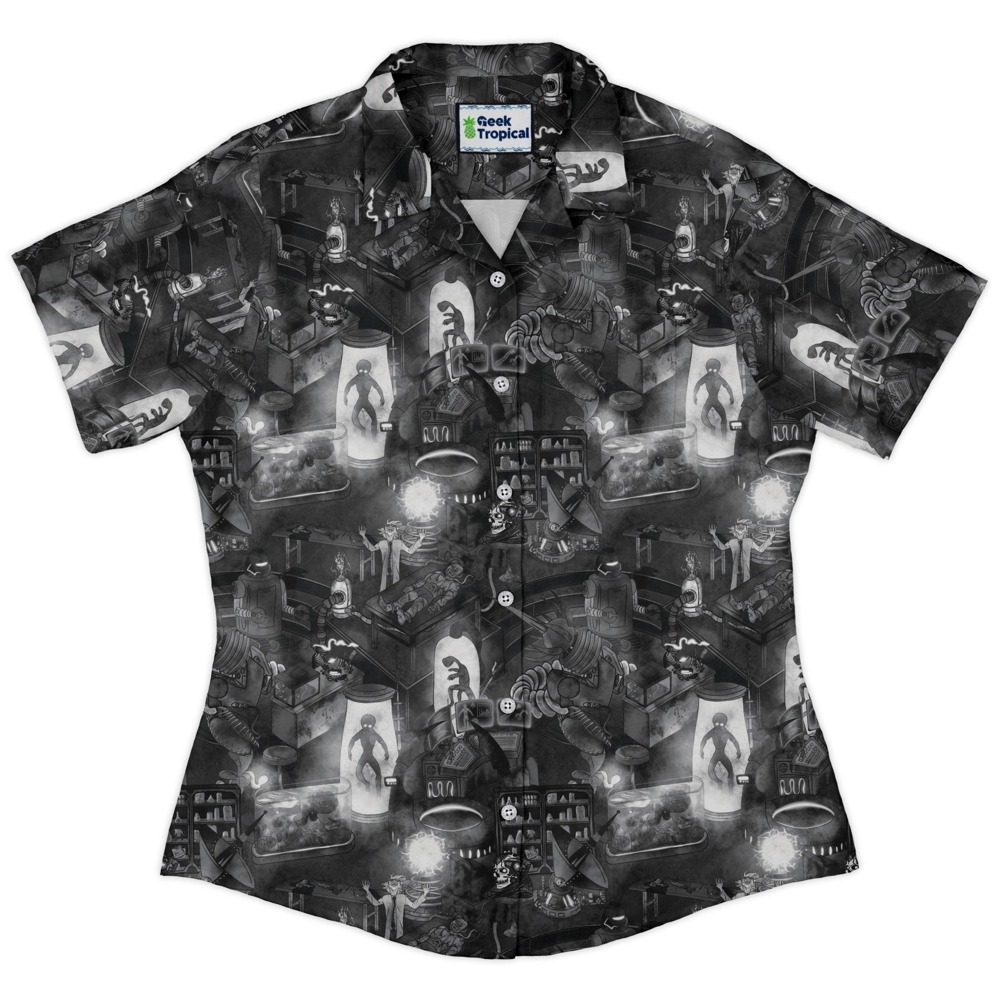 Mad Lab Midnight Curvy Button Up Shirt Geek Nerd Designs by Nathan halloween q4