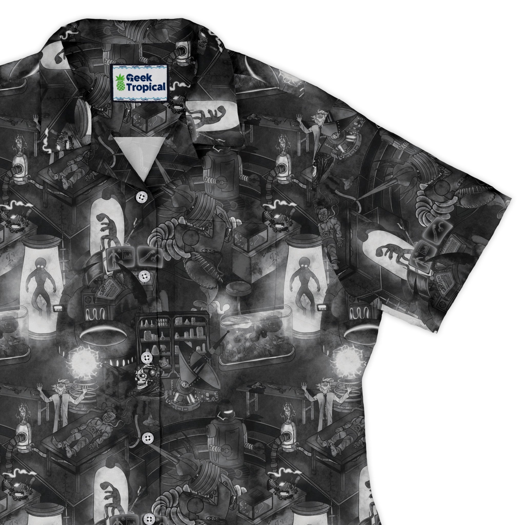 Mad Lab Midnight Curvy Button Up Shirt Geek Nerd Designs by Nathan halloween q4