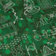 Mad Science Lab Green Long Sleeve Button Up Shirt Geek Nerd adult sizing FLOW DESC WRITING Maximalist Patterns