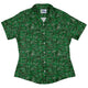 Mad Science Lab Green Curvy Button Up Shirt Geek Nerd Maximalist Patterns science print women