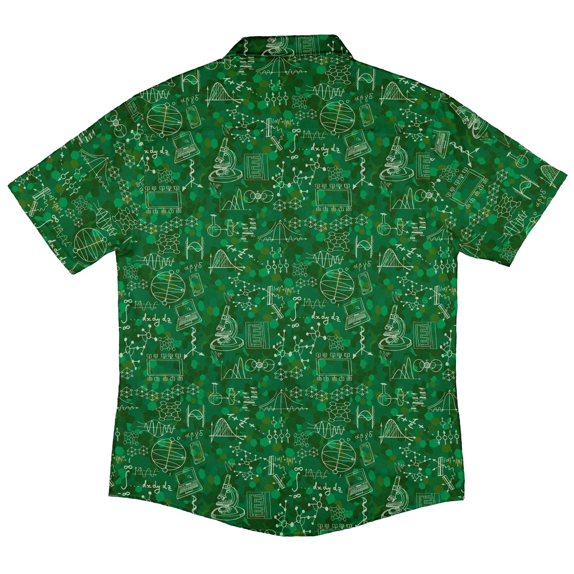 Mad Science Lab Green Button Up Shirt - adult sizing - Maximalist Patterns - science print