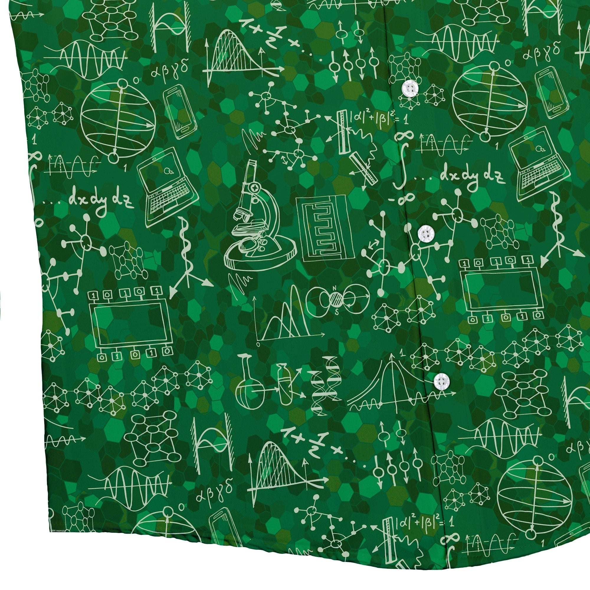 Mad Science Lab Green Button Up Shirt - adult sizing - Maximalist Patterns - science print