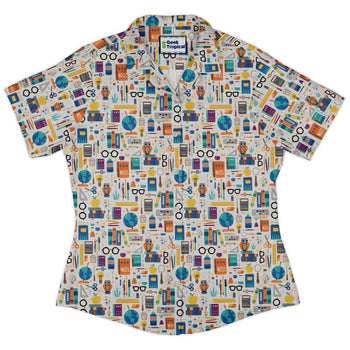 Magic Academics Curvy Button Up Shirt Geek Nerd Design by Zirkus Design q225 science print