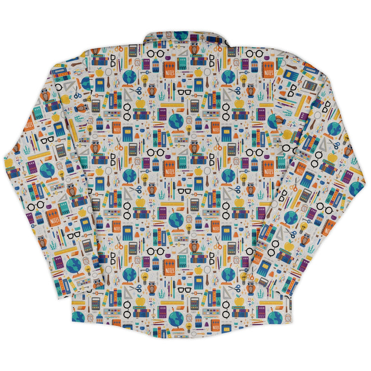Magic Academics Long Sleeve Button Up Shirt Geek Nerd adult sizing Design by Zirkus Design FLOW DESC WRITING