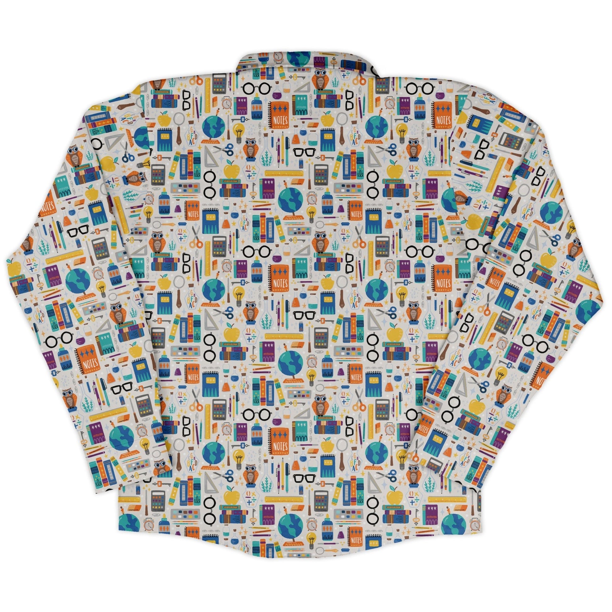 Magic Academics Long Sleeve Button Up Shirt Geek Nerd adult sizing Design by Zirkus Design FLOW DESC WRITING