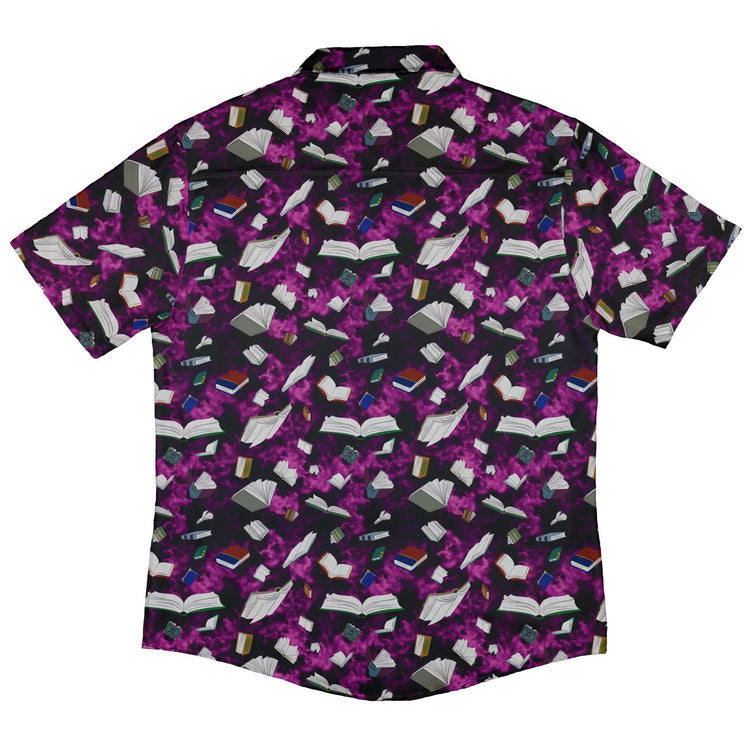 Magical Books Purple Button Up Shirt - adult sizing - Book Prints - Designs by Nathan