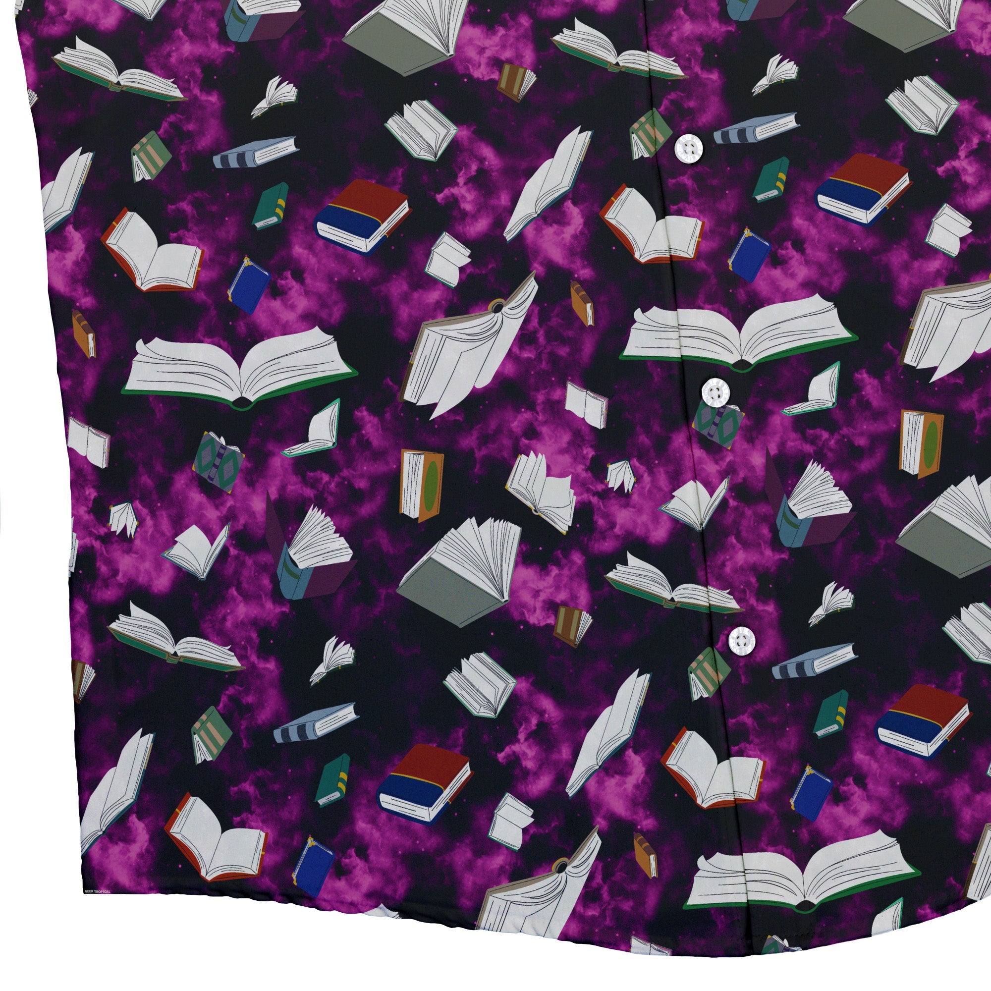 Magical Books Purple Button Up Shirt - adult sizing - Book Prints - Designs by Nathan