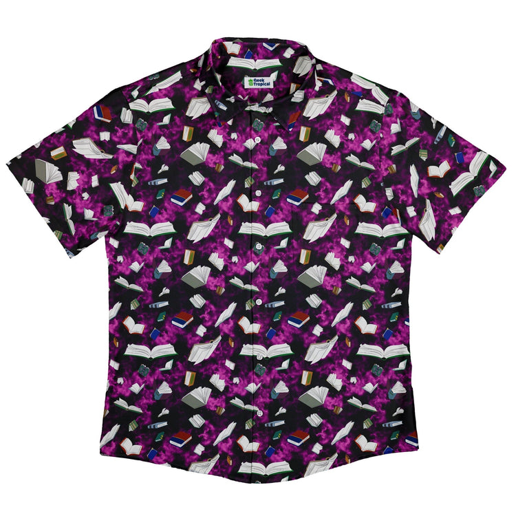 Magical Books Purple Button Up Shirt - adult sizing - Book Prints - Designs by Nathan