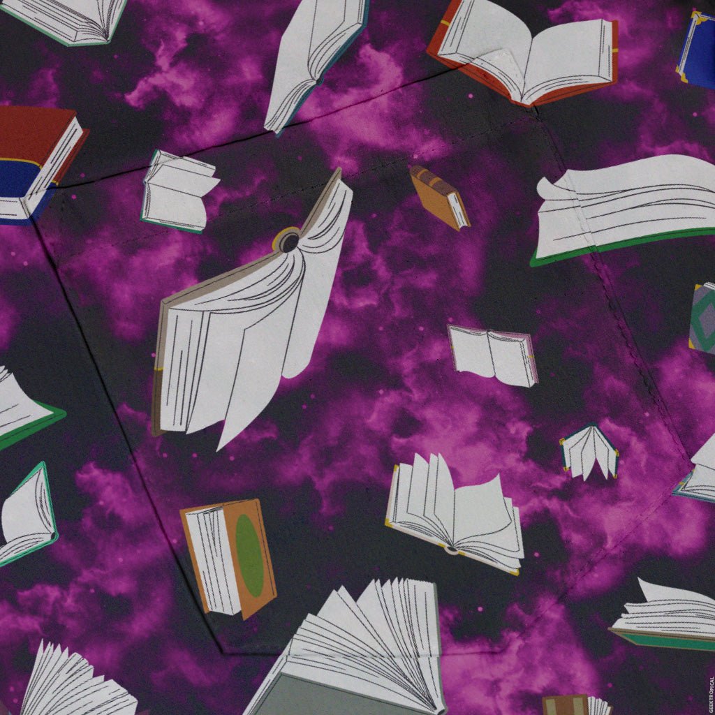 Magical Books Purple Button Up Shirt - adult sizing - Book Prints - Designs by Nathan