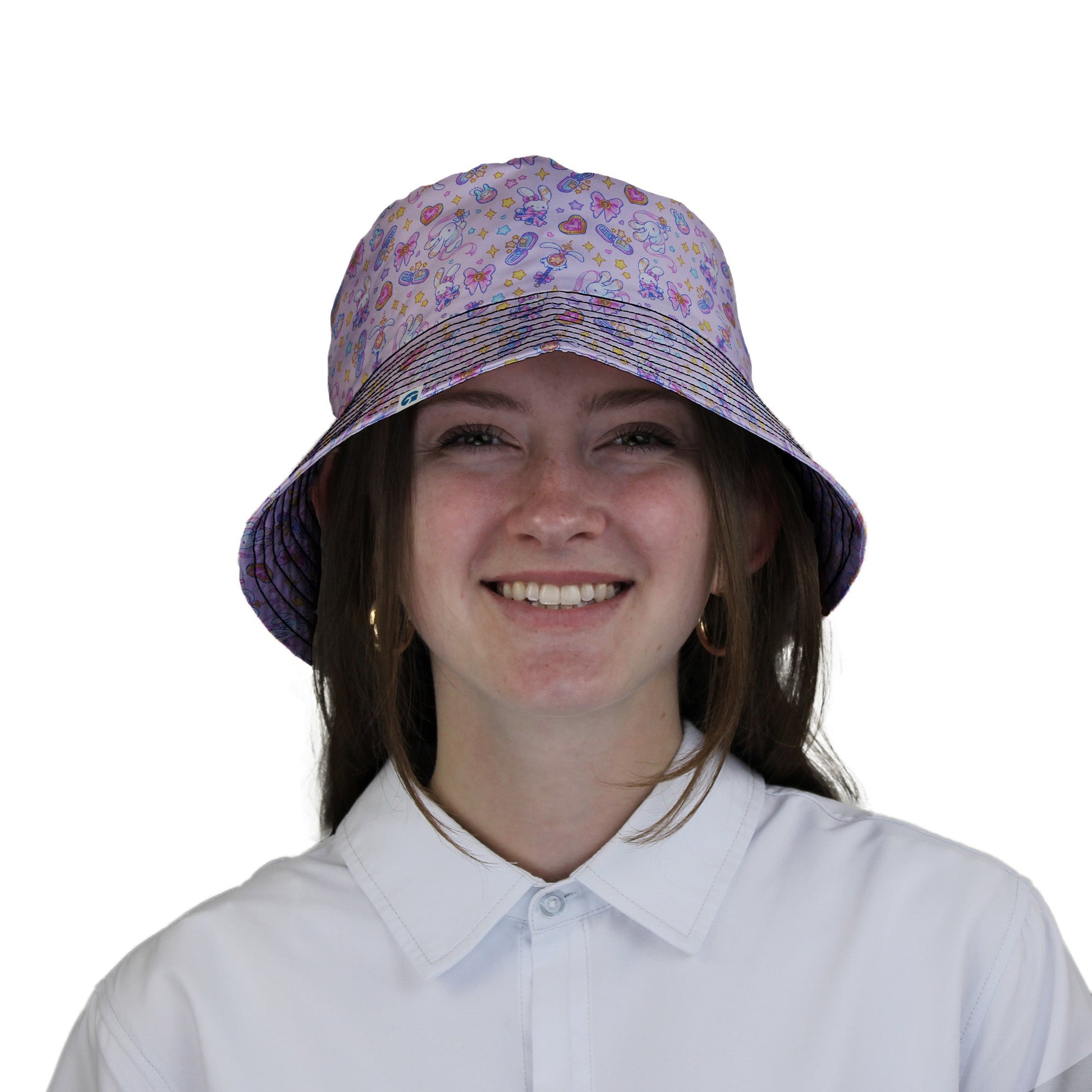 Magical Bunny Evolution Pink Bucket Hat Geek Nerd animal patterns anime Design by Ardi Tong