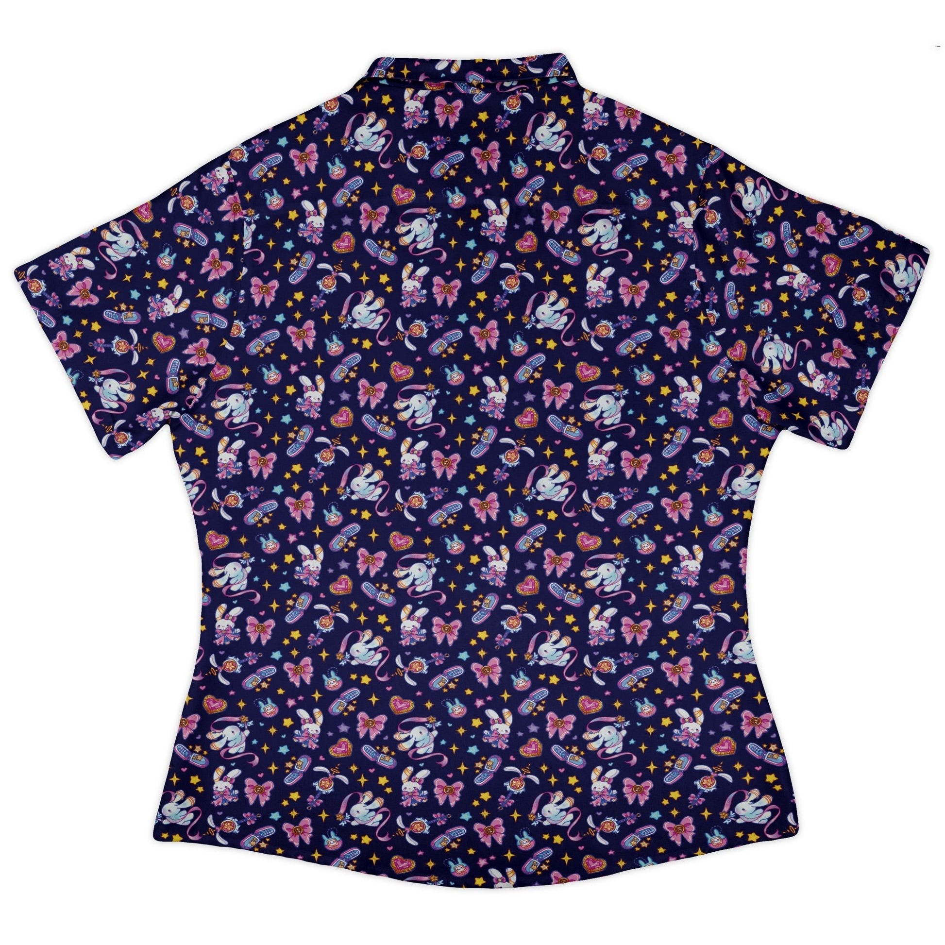 Magical Bunny Evolution Night Curvy Button Up Shirt Geek Nerd animal patterns anime Design by Ardi Tong