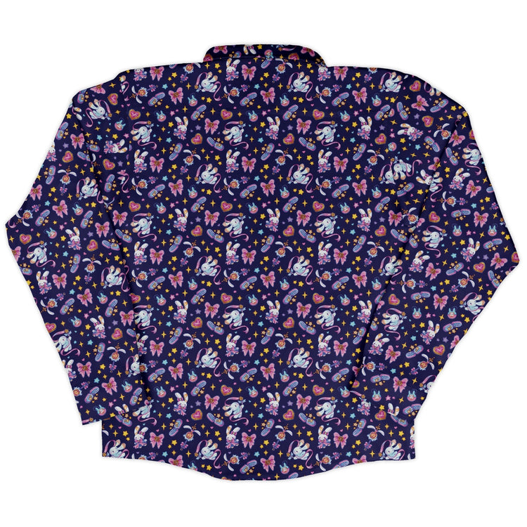 Magical Bunny Evolution Night Long Sleeve Button Up Shirt Geek Nerd adult sizing animal patterns anime